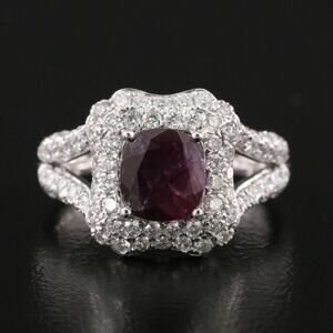 Oscar Friedman Platinum 1.77 CT Kashmir Sapphire & Diamond Ring w/GIA Report